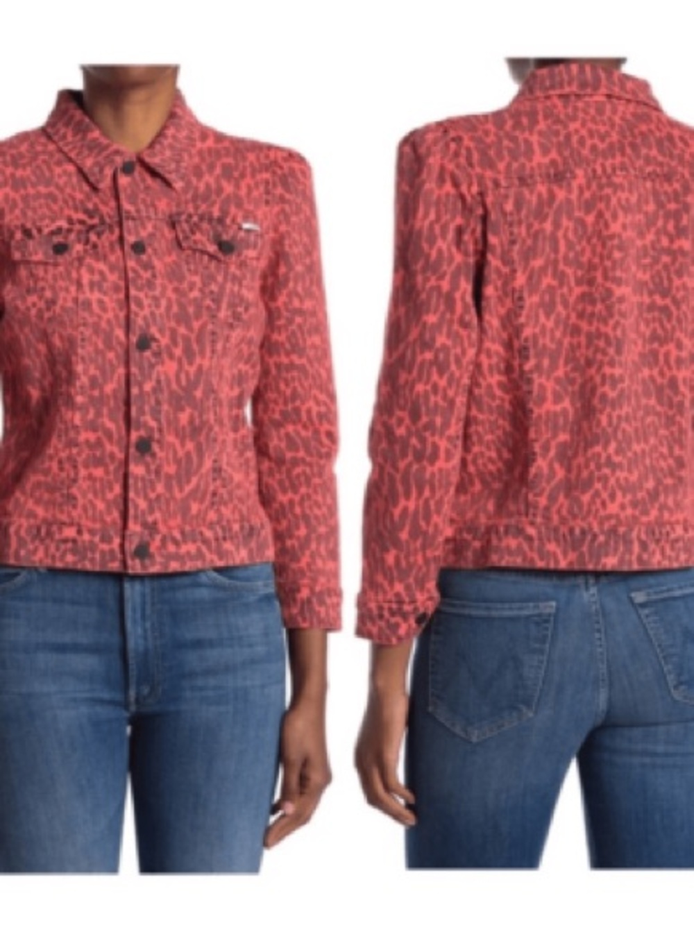 Mother Women's Red Animal Print Denim Jacket NWOT, never worn